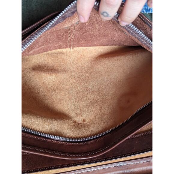 I Medici Italian Leather 2-Way Briefcase Shoulder Bag Red Brown Made in Italy - Picture 9 of 14